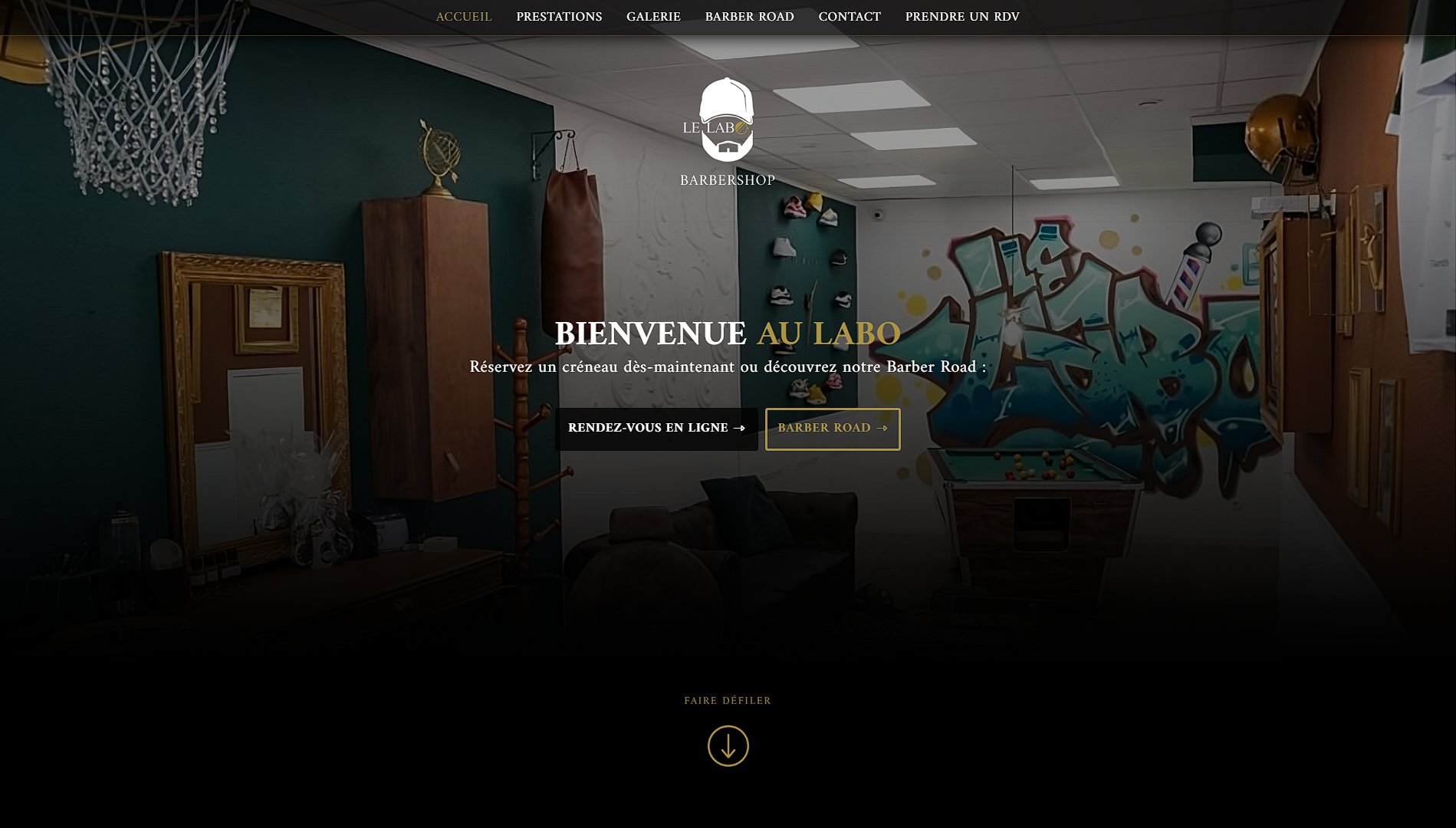 Aperçu du site vitrine réalisé pour Le Labo Barbershop